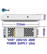 Vive 230V/12V 25A 300W Slim Led Power Supply